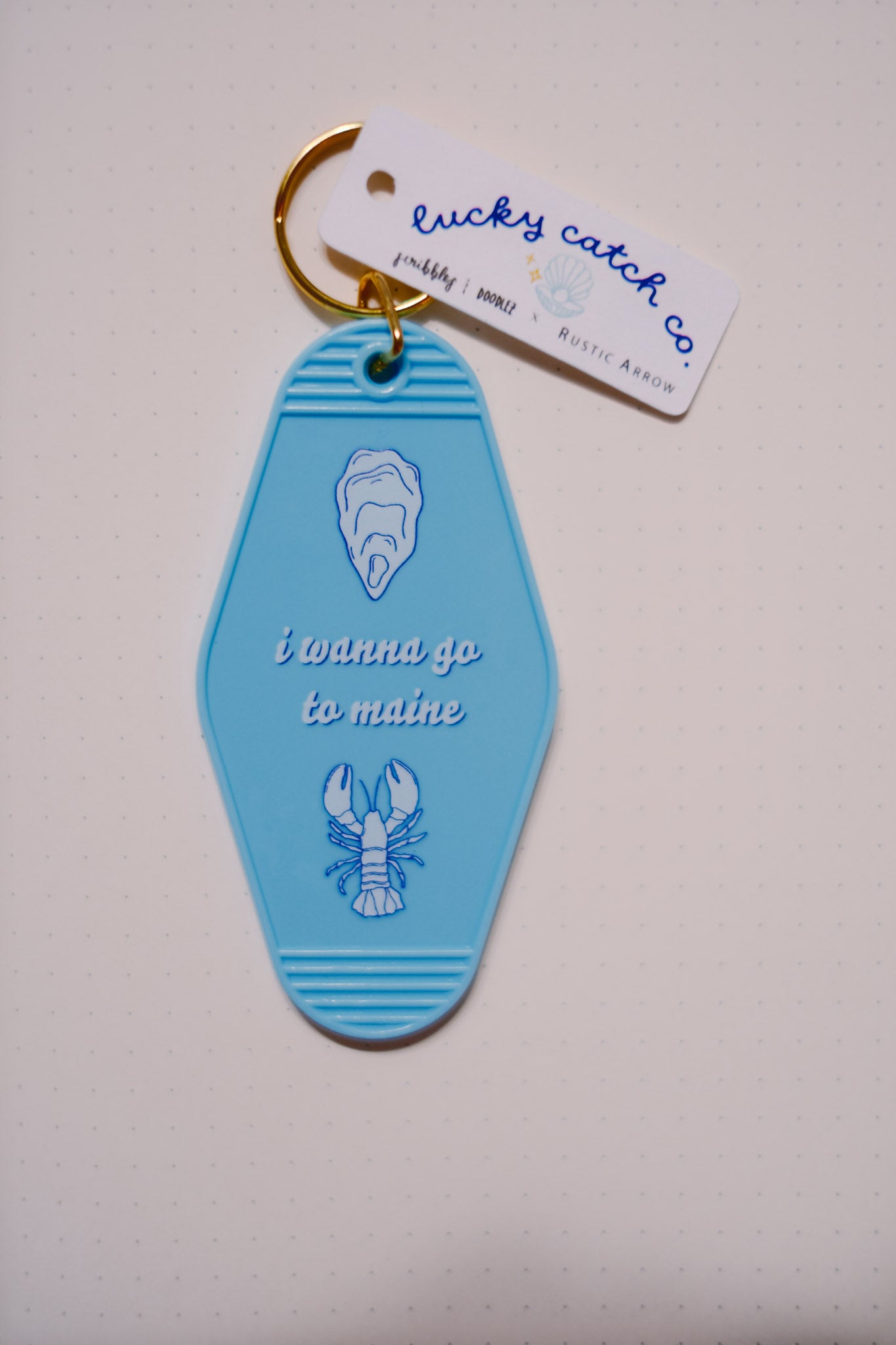 go to maine baby blue acrylic motel keychain