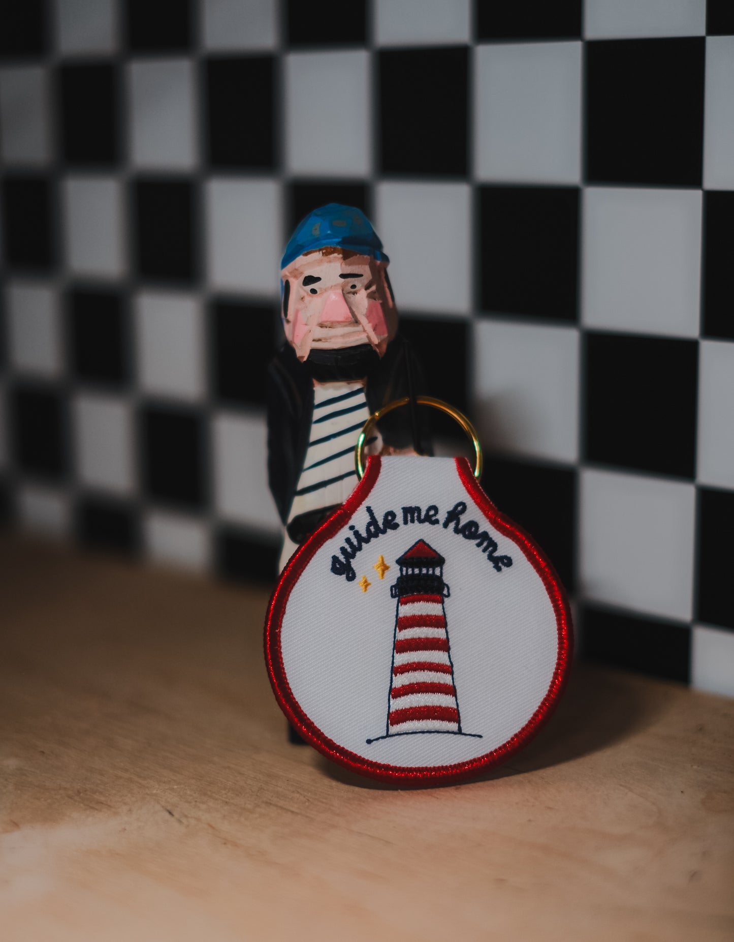 guide me lighthouse patch keychain