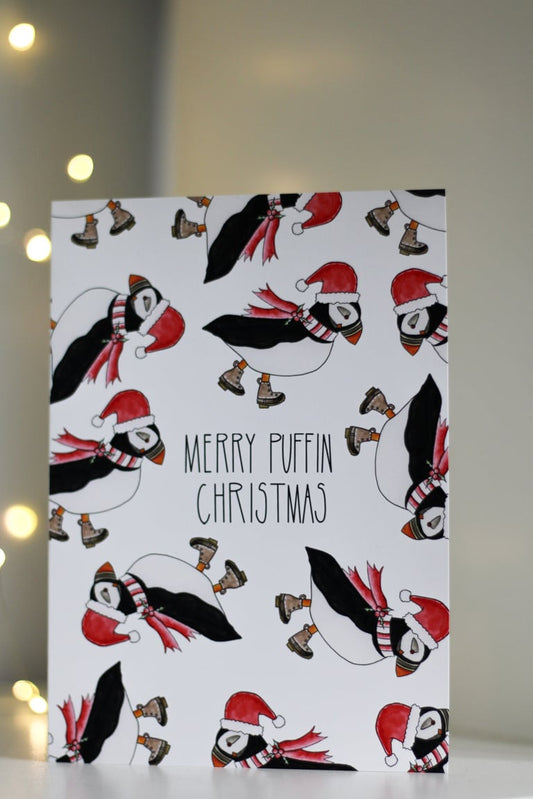 Merry Puffin Christmas Card