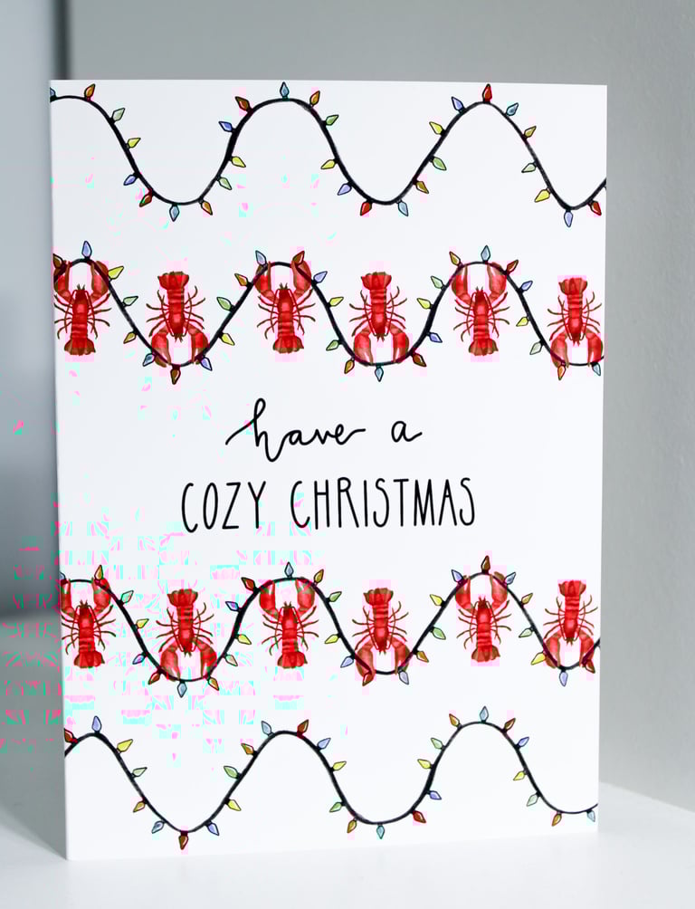 Cozy Christmas Lobster & Lights Card