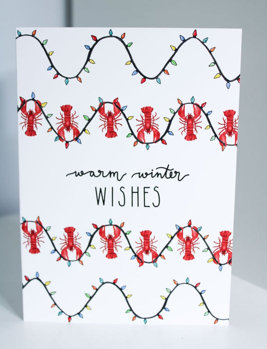 Warmest Wishes Lobster & Lights Holiday Card