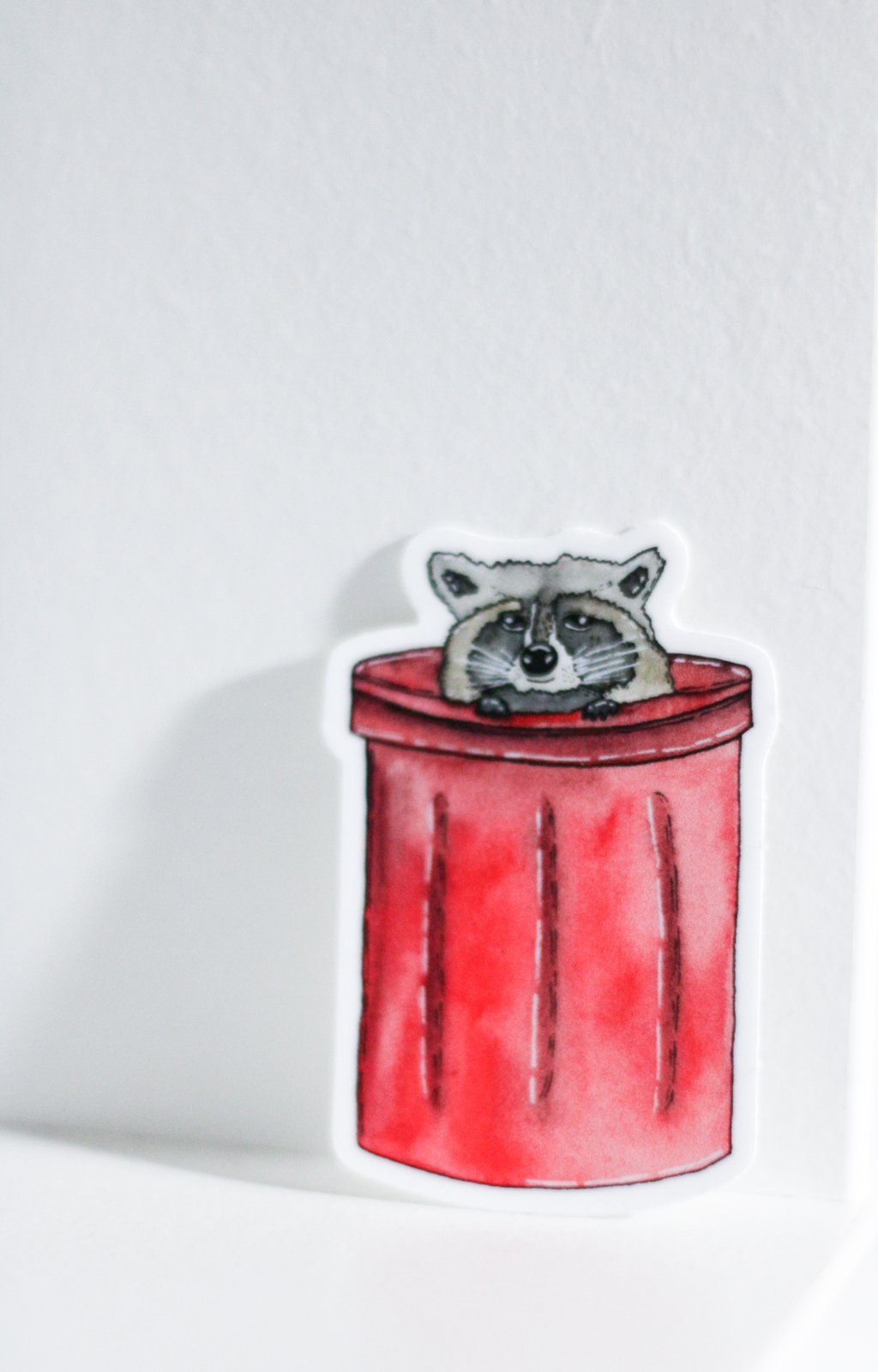 Raccoon in Trash Can Sticker