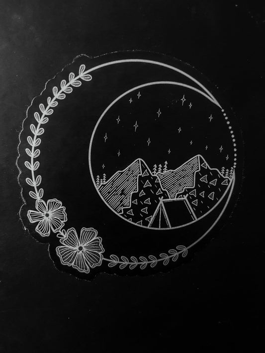 Clear Floral Mountain Tent Sticker