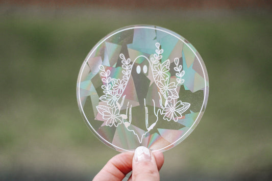 Floral Spooky Ghost Suncatcher