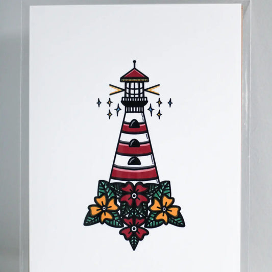 Floral Lighthouse Print 5x7