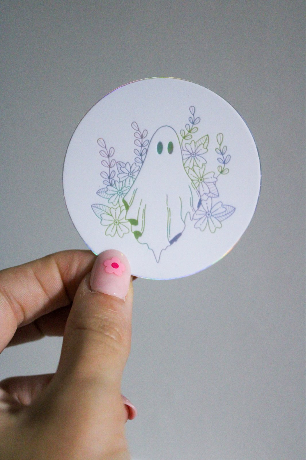 Ghost Floral Holo Sticker