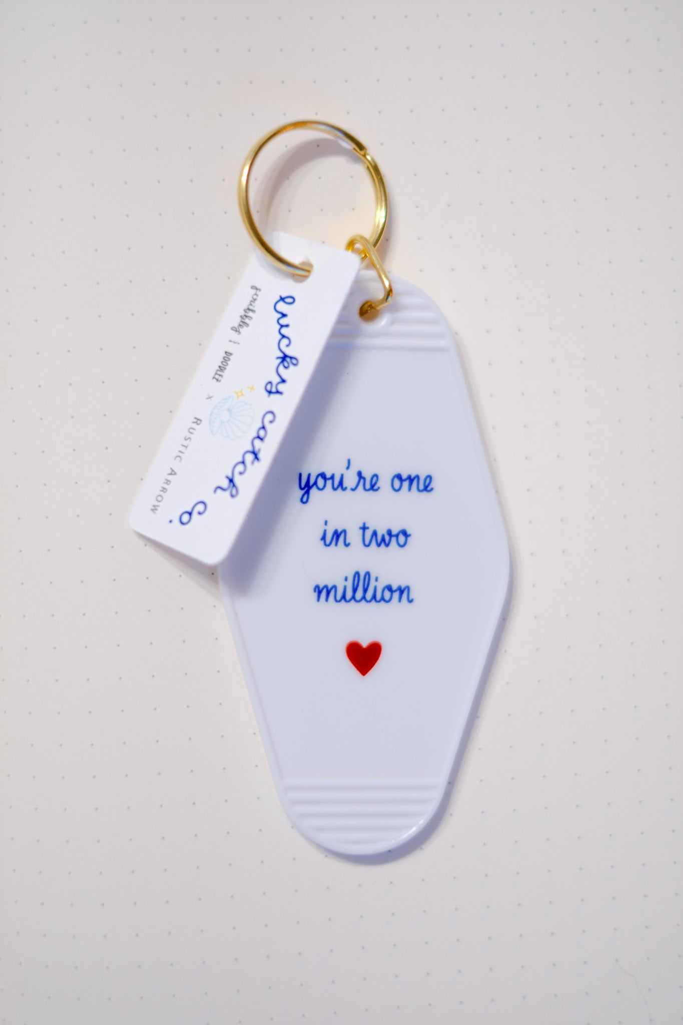 striped royal blue lobster acrylic motel keychain