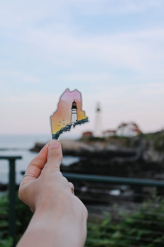 Sunset Portland Head Light Sticker