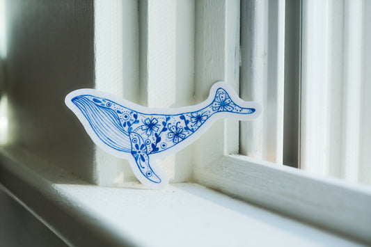 Blue Whale Delftware Inspired Sticker