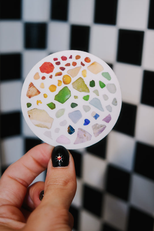 Rainbow Seaglass Port Clyde Circle Sticker