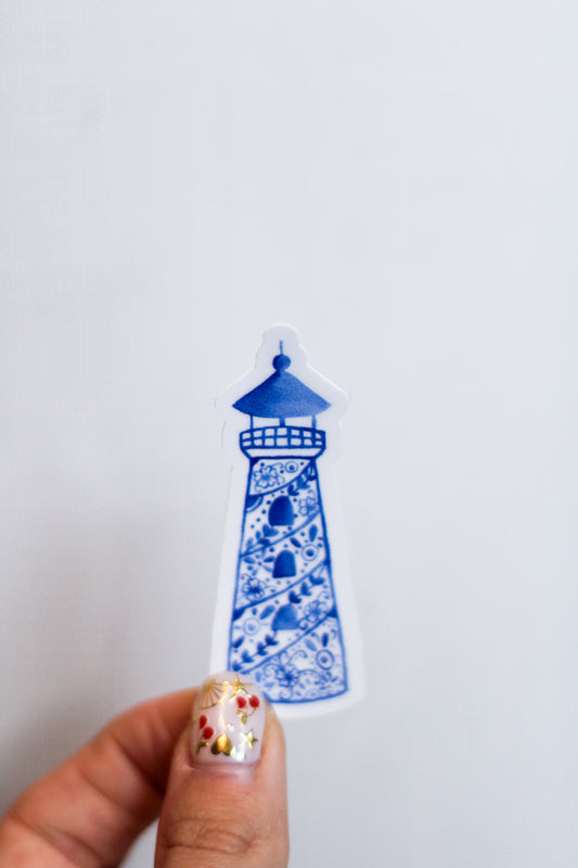 Blue Lighthouse Delftware Inspired Sticker