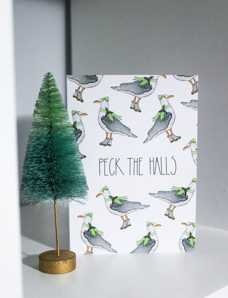 Peck the Halls Card